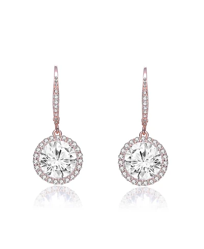 Cubic Zirconia Sterling Silver cluster Round Drop Earrings
