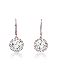 Cubic Zirconia Sterling Silver cluster Round Drop Earrings