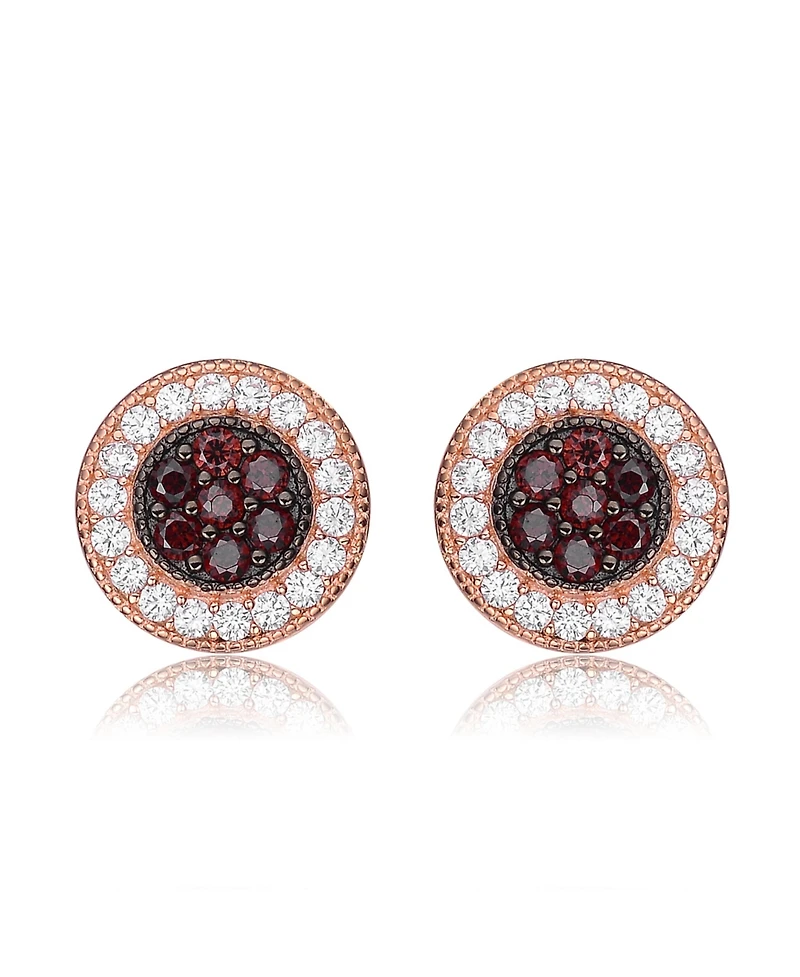 Sterling Silver 18K Rose Gold Plated Cubic Zirconia Paved Roaring Studs Earring