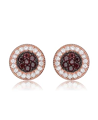 Sterling Silver 18K Rose Gold Plated Cubic Zirconia Paved Roaring Studs Earring