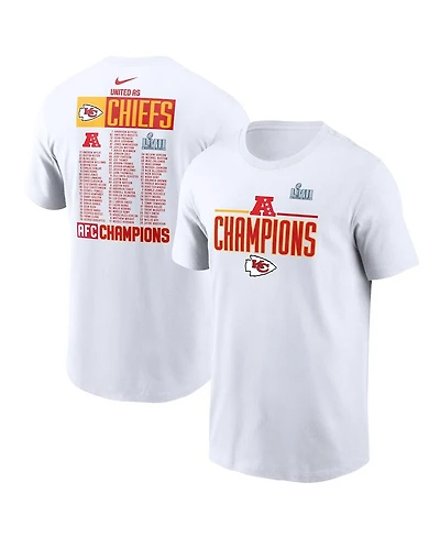 Men's Nike White Kansas City Chiefs 2022 Afc Champions Roster T-shirt