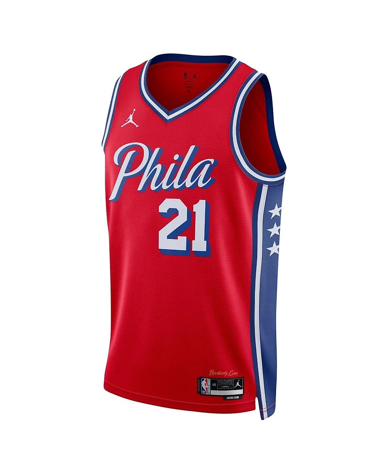 Men's Jordan Joel Embiid Red Philadelphia 76ers 2022/23 Statement Edition Swingman Jersey