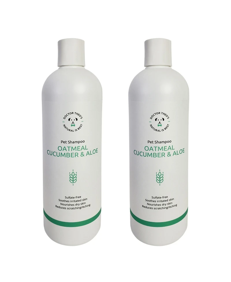 JoJo Modern Pets Dr. Theo's Dog Shampoo - Oatmeal, Cucumber & Aloe - 16 oz (2-Pack)