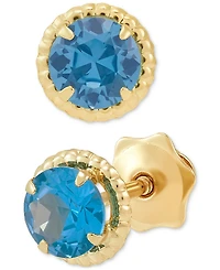 Children's Cubic Zirconia Beaded Frame Stud Earrings 14k Gold