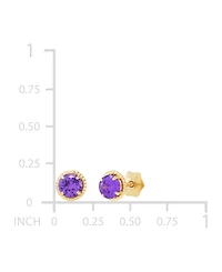 Children's Cubic Zirconia Beaded Frame Stud Earrings in 14k Gold