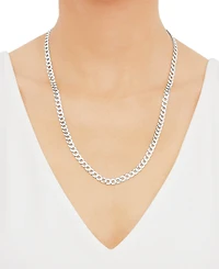 Polished Solid Flat Curb Link 22" Chain Necklace in 14k Gold-Plated Sterling Silver & Sterling Silver