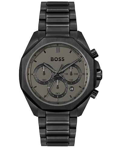 Hugo Boss Men's Cloud Quartz Chronograph Ionic Plated Black Steel Watch 43mm