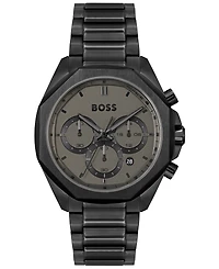 Hugo Boss Men's Cloud Quartz Chronograph Ionic Plated Black Steel Watch 43mm