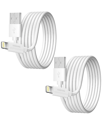 Overtime Apple MFi Certified iPhone 11/Xr/Se/10/8 10ft Charging Cable | Usb to Lightning Cable for iPhone - White (2-Pack)