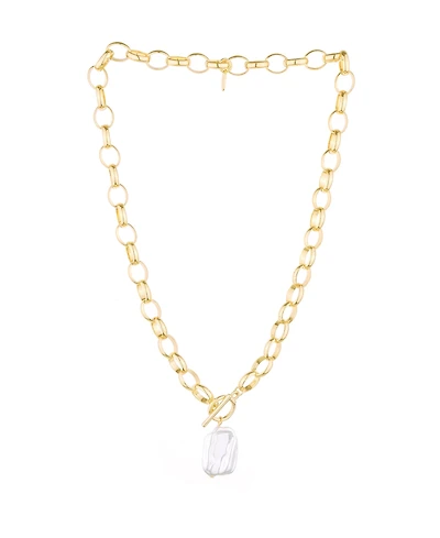 Ettika Imitation Pearl Nugget Pendant and 18K Gold Plated Necklace