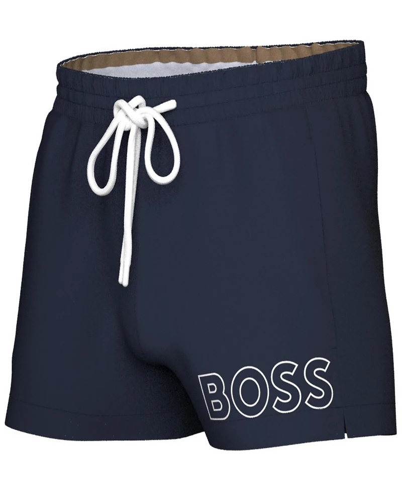 Boss by Hugo Men's Mooneye Outlined Logo Drawstring 3" Swim Trunks