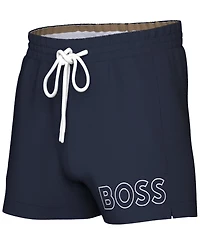 Boss by Hugo Men's Mooneye Outlined Logo Drawstring 3" Swim Trunks