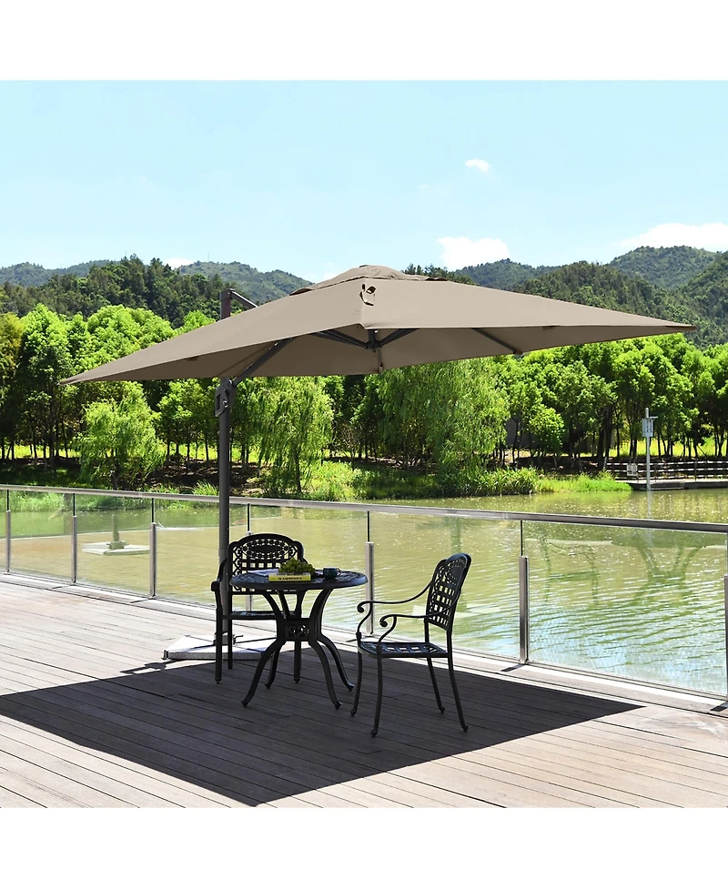 Patio Offset Cantilever Umbrella Aluminum Rotation Tilt