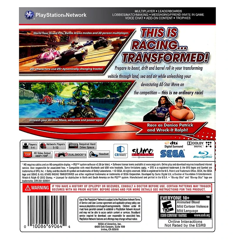 Sega Sonic & All-Stars Racing Transformed - Playstation 3