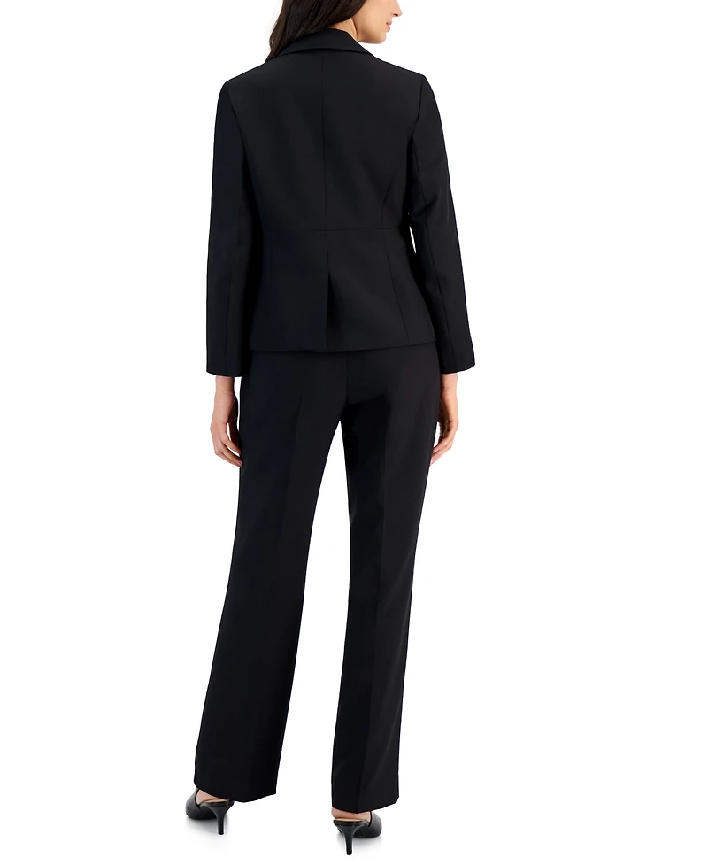Le Suit Women's Contrast-Trim Peak-Lapel Pantsuit, Regular and Petite