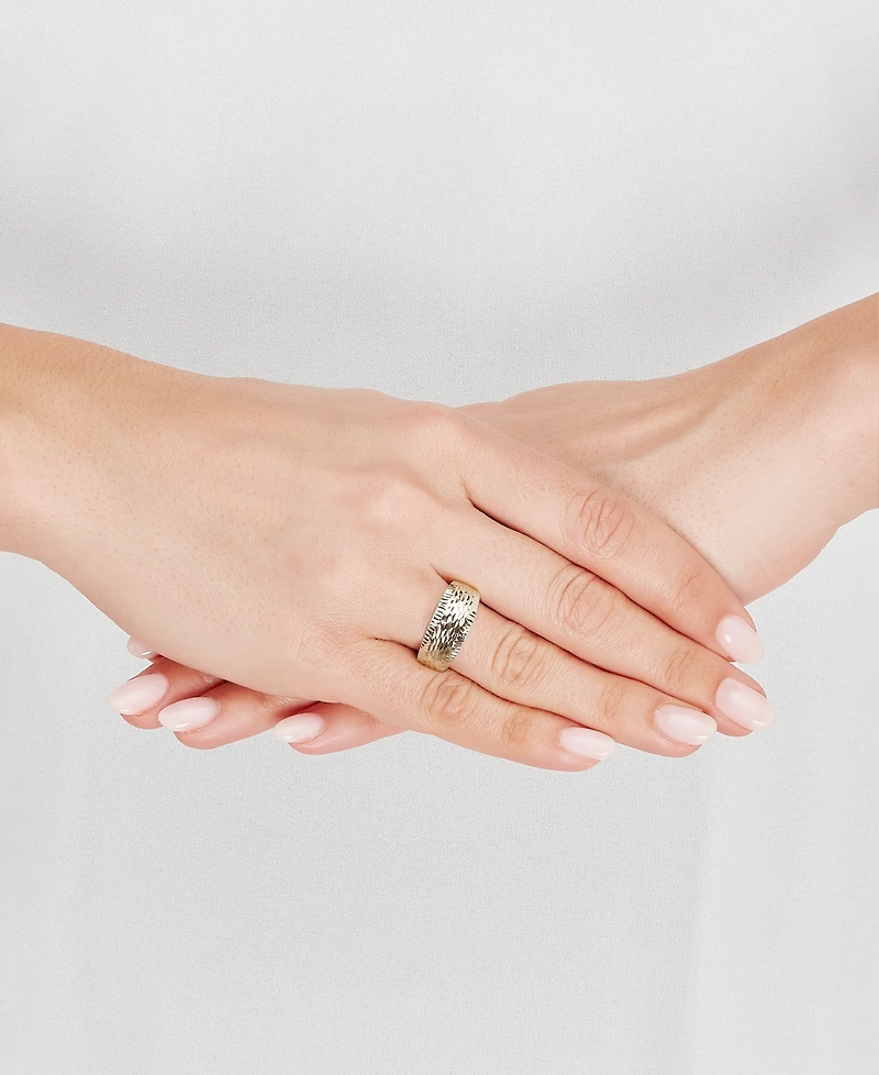 Polished Diamond Cut Dome Ring 10K Yellow Gold