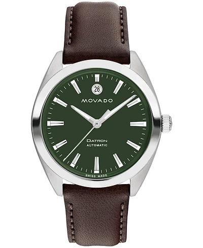 Movado Men's Datron Automatic Swiss Automatic Brown Leather Strap Watch 40mm