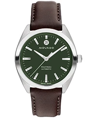 Movado Men's Datron Automatic Swiss Automatic Brown Leather Strap Watch 40mm