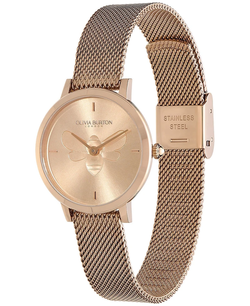 Olivia Burton Women's Ultra Slim Bee Carnation Gold-Tone Steel Watch 28mm