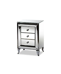 Baxton Studio Pauline Contemporary Glam and Luxe 26" Mdf and Mirrored 3-Drawer Nightstand