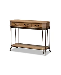 Baxton Studio Kellyn Vintage 42.9" Rustic Industrial Finished Wood and Metal 3-Drawer Console Table
