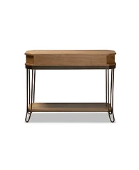 Baxton Studio Kellyn Vintage 42.9" Rustic Industrial Finished Wood and Metal 3-Drawer Console Table