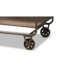 Baxton Studio Grant Vintage 41.7" Rustic Industrial Finished Wood and Metal 2-Drawer Kitchen Cart