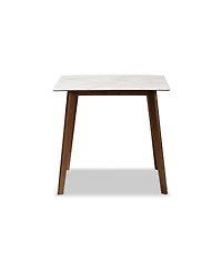 Baxton Studio Kaylee Mid-Century Modern Transitional 31.5" Finished Wood Dining Table with Faux Marble Tabletop