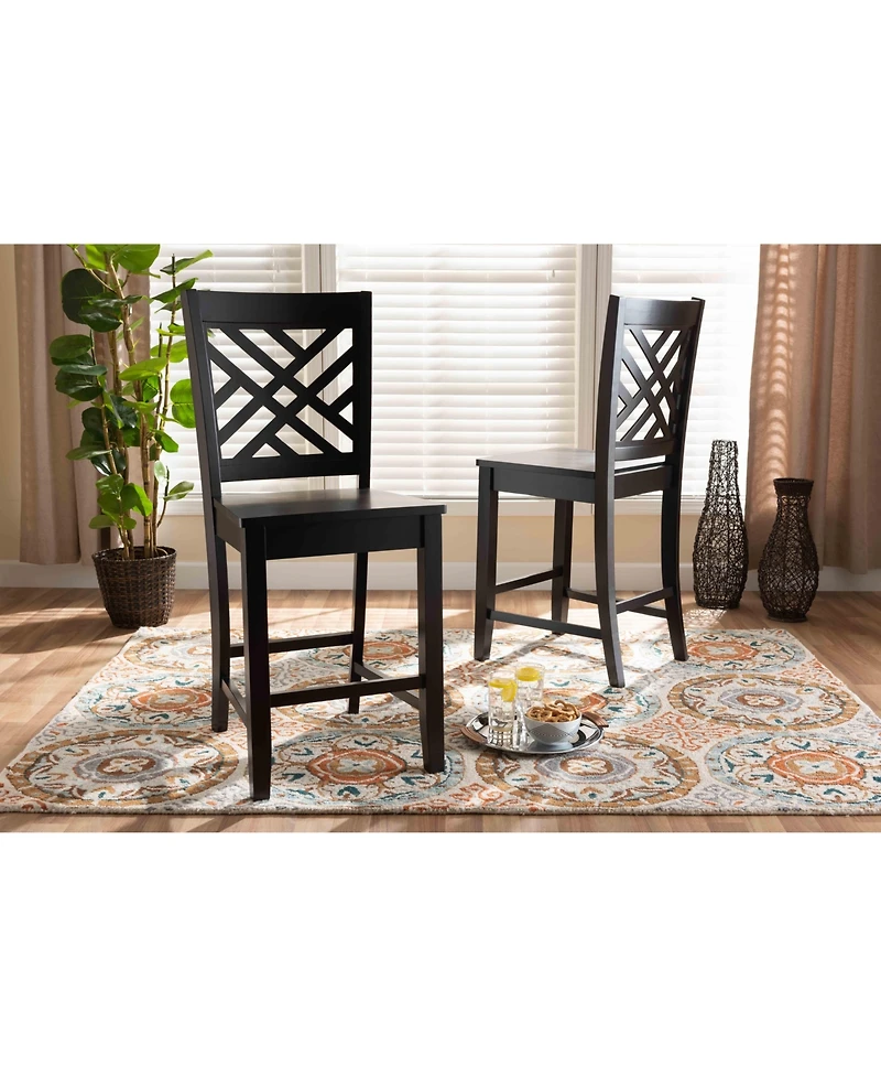 Baxton Studio Caron Modern and Contemporary Transitional 2-Piece Finished Wood Counter Stool Set