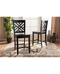 Baxton Studio Caron Modern and Contemporary Transitional 2-Piece Finished Wood Counter Stool Set