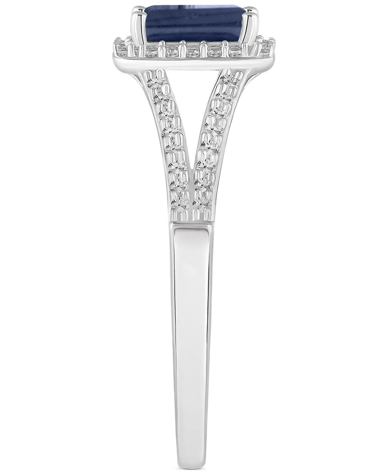 Emerald (1/2 ct. t.w.) & Diamond (1/4 Split Shank Ring Sterling Silver (Also Ruby Sapphire)