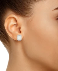 Aquamarine (1 ct. t.w.) & Diamond (1/5 ct. t.w.) Stud Earrings in Sterling Silver (Also in Opal)