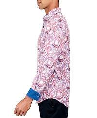 Society of Threads Men's Regular-Fit Non-Iron Performance Stretch Paisley-Print Button-Down Shirt