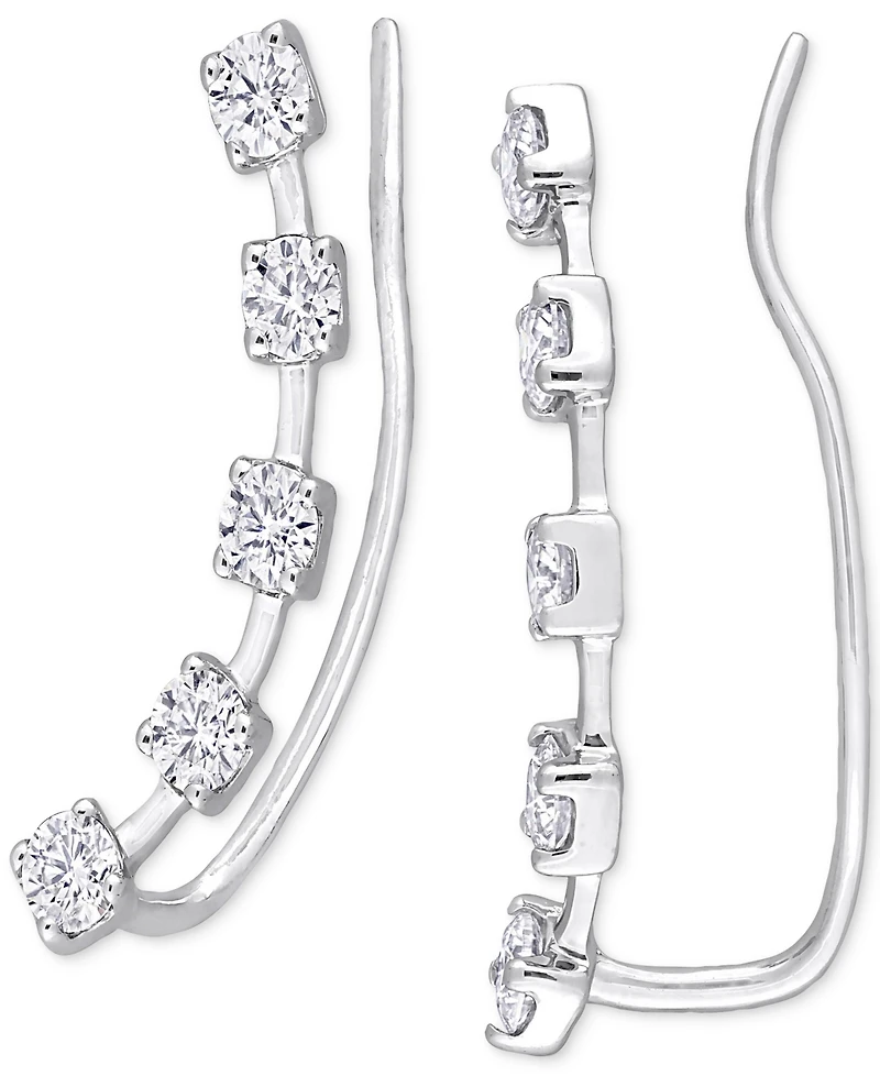 Macy's Moissanite Curved Crawler Charm Earrings 5/8 ct. t.w in 10K White Gold