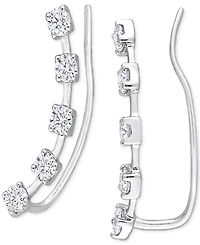 Macy's Moissanite Curved Crawler Charm Earrings 5/8 ct. t.w in 10K White Gold