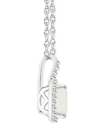 Aquamarine (1/2 ct. t.w.) & Diamond (1/8 ct. t.w.) Halo 18" Pendant Necklace in Sterling Silver (Also in Opal)