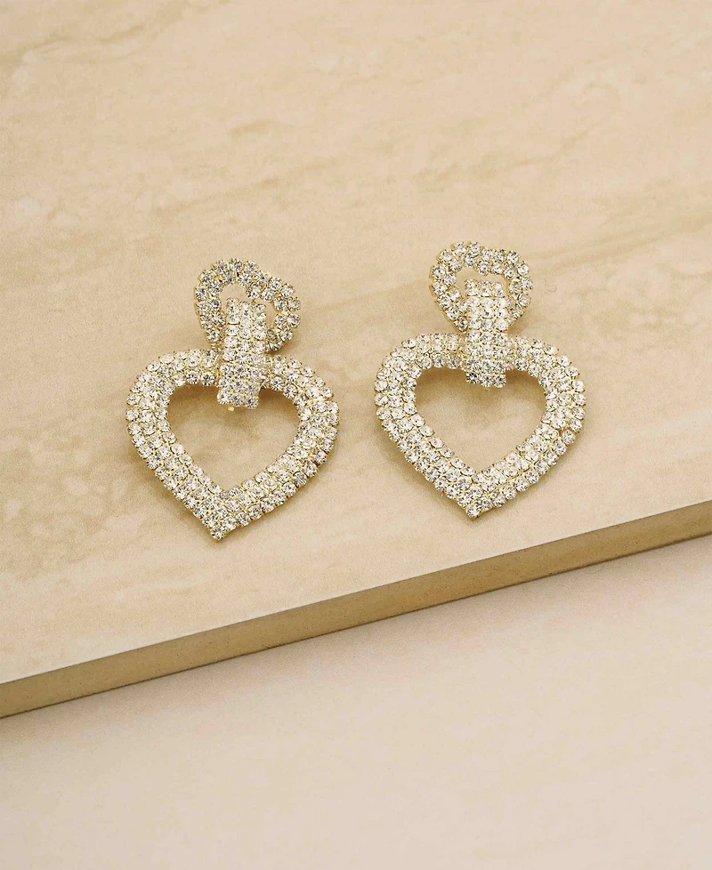 Ettika 18K Gold Plated Dove Drop Heart Earrings
