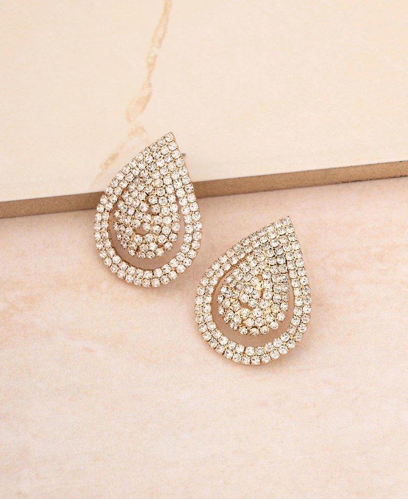 Ettika Sparkle Teardrop Studs in 18K Gold Plating