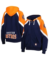 Women's Starter Navy, Orange Houston Astros Hail Mary Full-Zip Hoodie