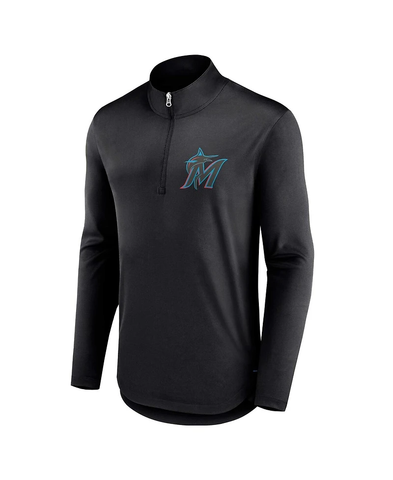 Men's Fanatics Black Miami Marlins Tough Minded Quarter-Zip Jacket