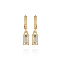 Vince Camuto Gold-Tone Rectangular Glass Stone Dangle Huggie Hoop Earrings