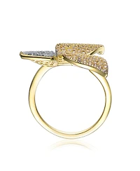 Sterling Silver 14k Gold Plated with Cubic ZIrconia Large Garden Butterfly Ring