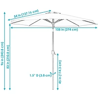 9-Foot Patio Umbrella - Push-Button Tilt and Crank Handle - Aluminum Pole and Polyester Shade Canopy