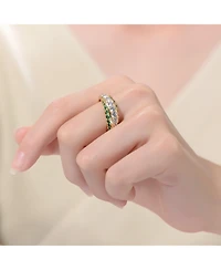 Rhodium-Plated with Cubic Zirconia Chevron Tower Slender Stacking Ring Sterling Silver