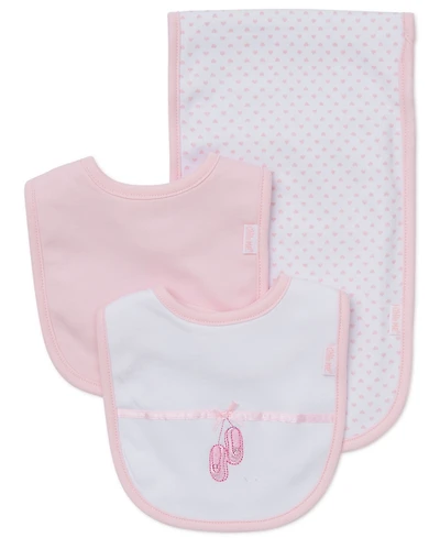 Little Me Baby Girls Ballerina Bibs and Burp Cloth, Pack of 3