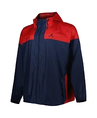Men's Columbia Navy Atlanta Braves Flash Forward Challenger Big and Tall Omni-Shade Full-Zip Windbreaker