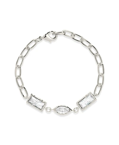 Sterling Forever Tate Cz Chain Bracelet