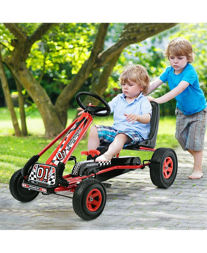 4 Wheels Kids Ride On Pedal Powered Bike Go Kart Racer Car Outdoor Play Toy