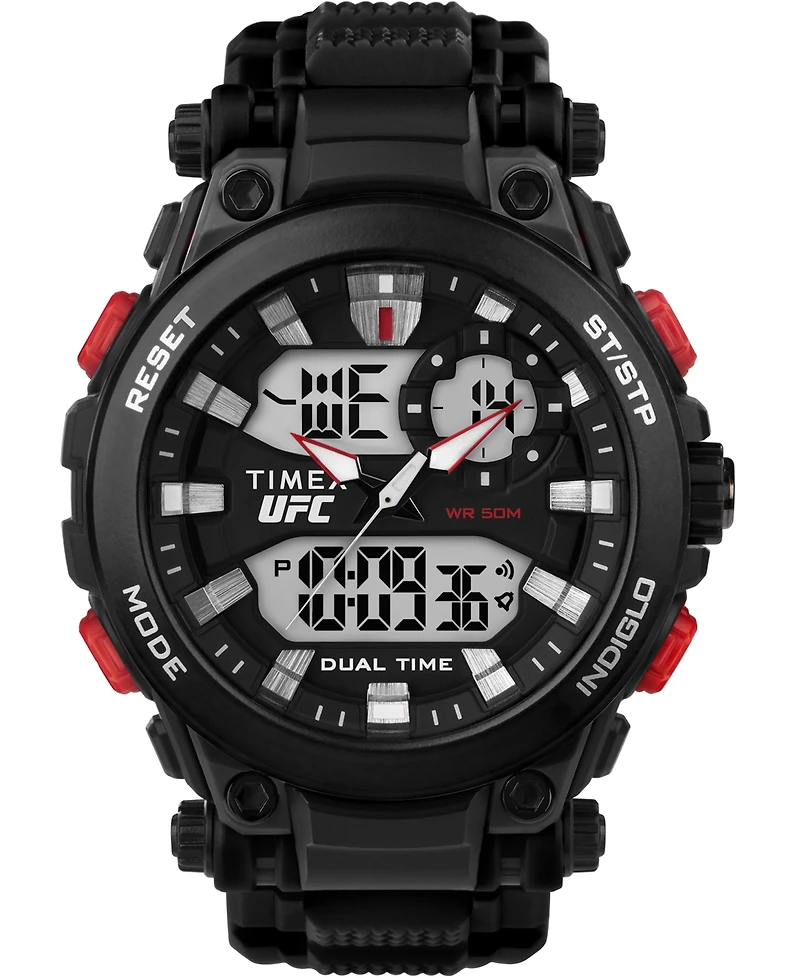 Timex Ufc Men's Quartz Impact Resin Black Watch, 50mm