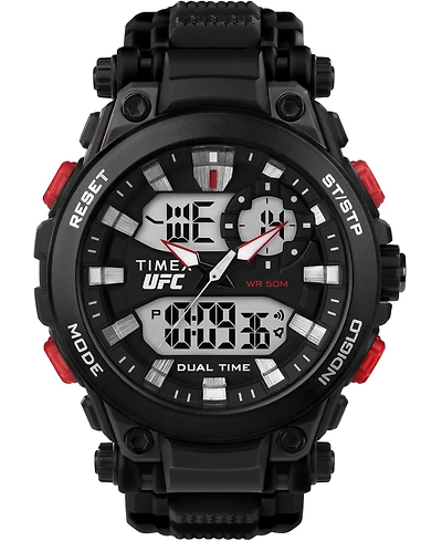 Timex Ufc Men's Quartz Impact Resin Black Watch, 50mm